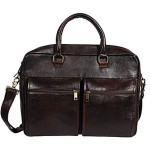 O.K. INTERNATIONAL 15.6 Laptop 100 Genuine Leather Brown Two-tone Leather Laptop Bag