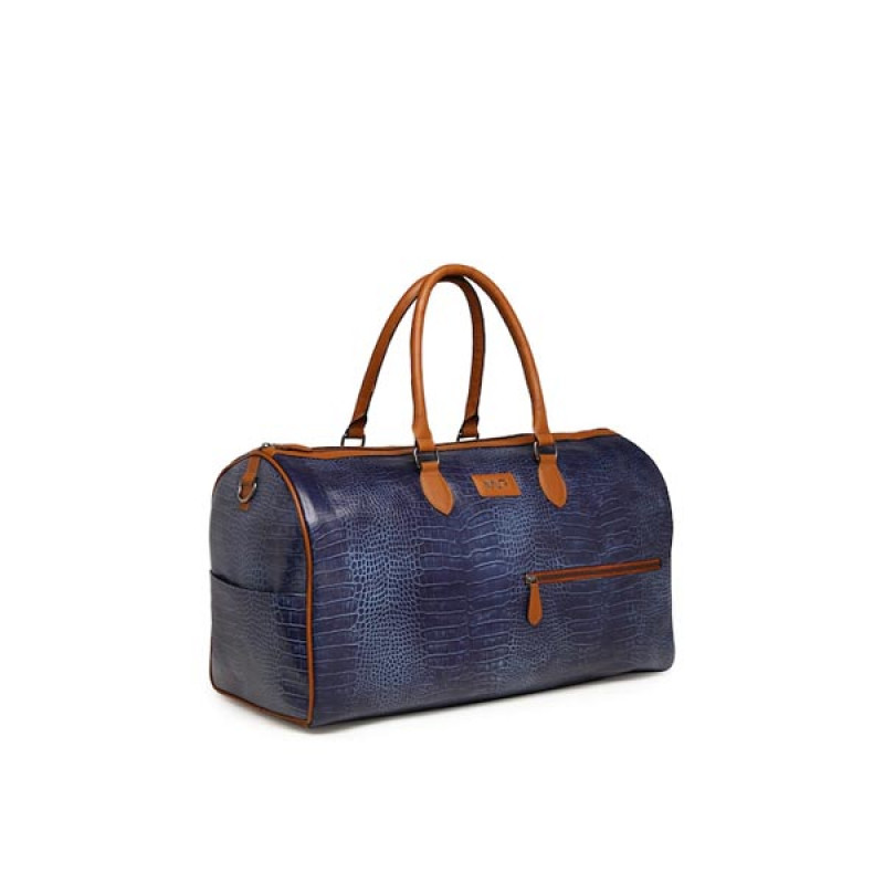 Navy Blue Textured Travel Bag