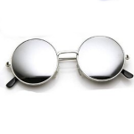 Black Blue Silver Mirrored Medium Full Rim Round Metal Unisex Sunglasses