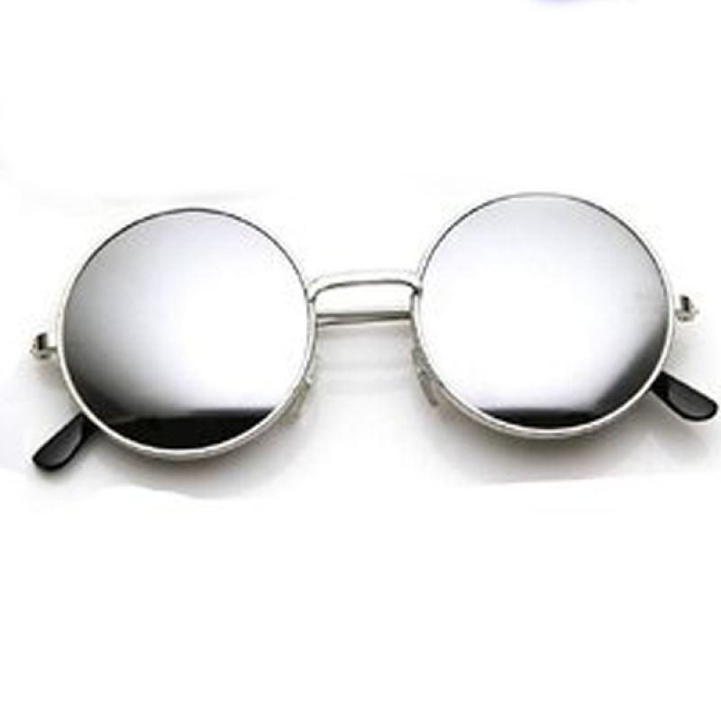 Black Blue Silver Mirrored Medium Full Rim Round Metal Unisex Sunglasses